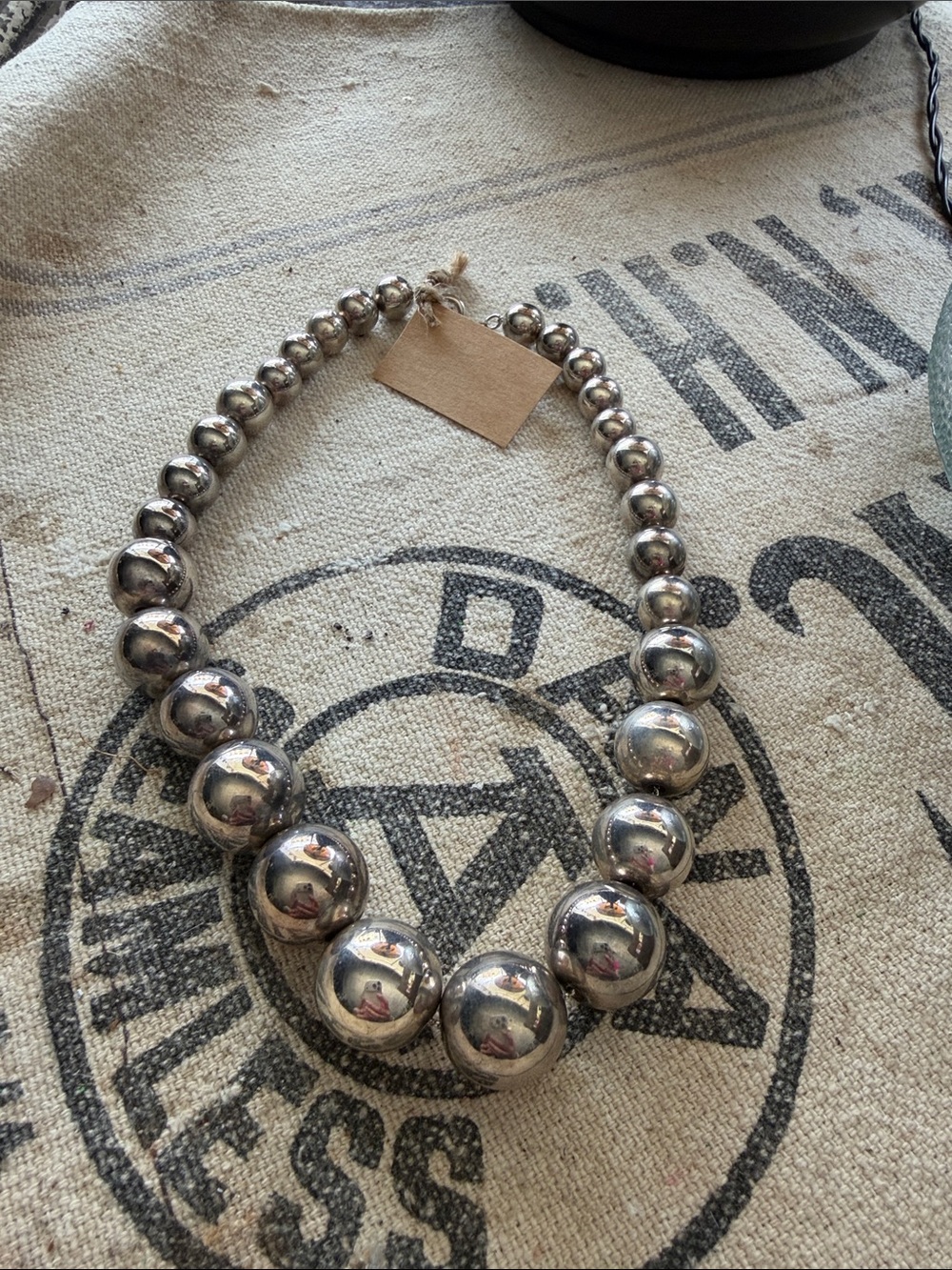 Silver Ball Bead Statement Necklace - Polished Metallic Finish